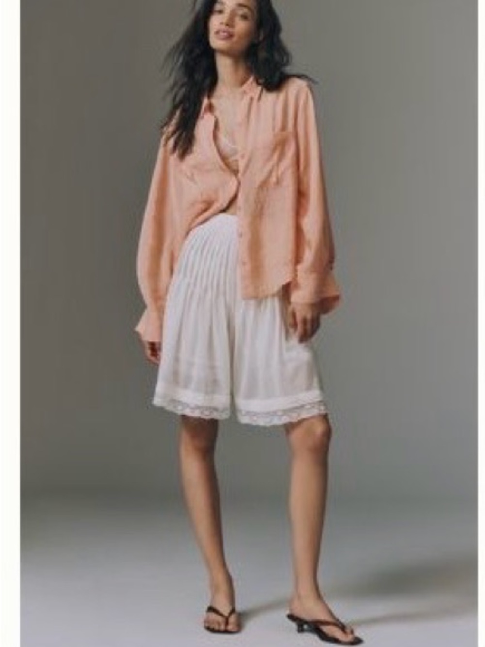 Anthropologie Women’s Cream Lace-Trim Shorts
